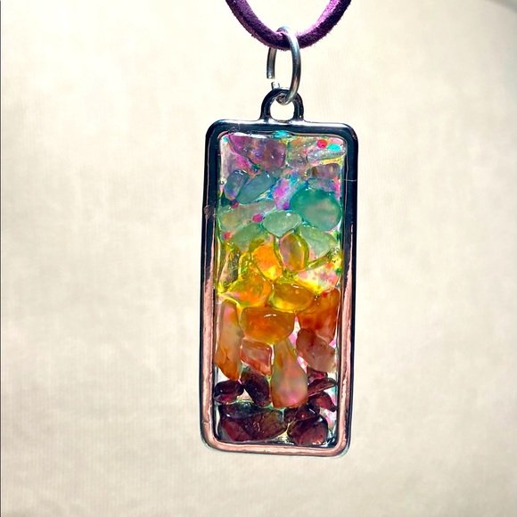 New Chakra Inspired Pendent, 1-of-a-kind 2-sided creation, a work of art. - Picture 1 of 7